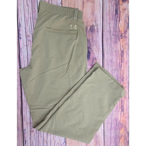 Under Armour Mens Slim Fit Khaki Golf Pants 36x32 Nylon Blend Stretch - Picture 3 of 9
